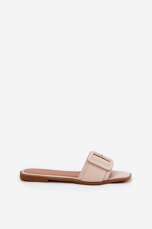 Плоскі Жіночі Еко Шкіряні Сандалі З Пряжкою Бежеві Bamma