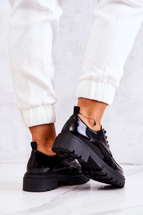 Лаковані туфлі на шнурівці La.Fi Black Joselin