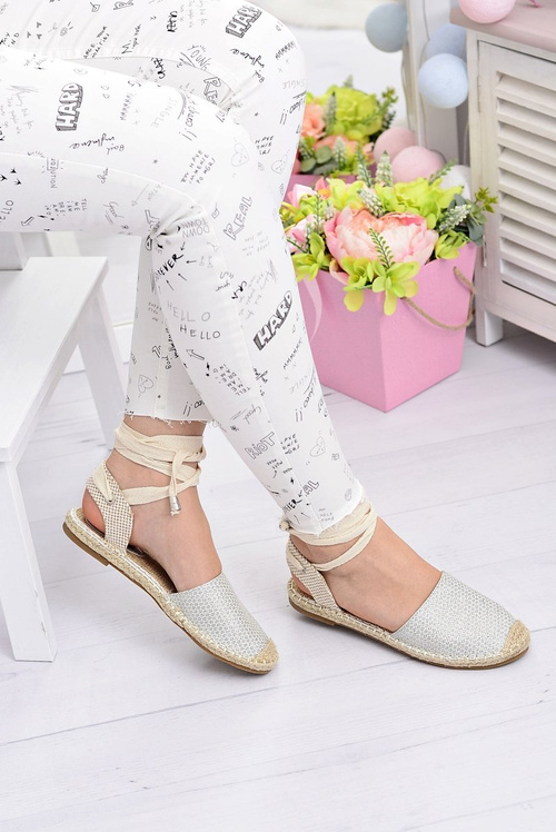 Жіночі лляні балерини, багатоярусні срібні еспадрільї Море