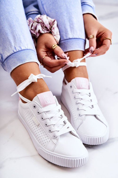 Жіночі шкіряні кросівки BIG STAR HH274073 біло-рожеві