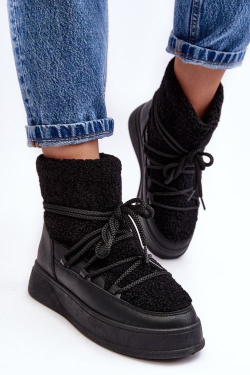 Жіночі зимові черевики на платформі чорні Ahatissa