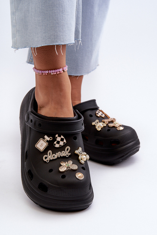 Жіночі легкі пінопластові шорти з товстою підошвою та підвісками Black Effiora