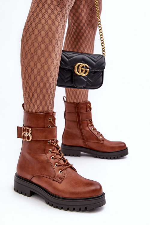 Жіночі робочі черевики на блискавці з орнаментом коричневого кольору Ciossava