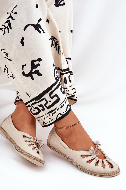 Плоскі Балерини З Природної Шкіри Zazoo 10179 Бежеві