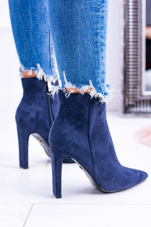 Темно-сині замшеві черевики на шпильці Medea