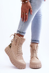 Жіночі замшеві чоботи на платформі Рафтера світло-бежевого кольору
