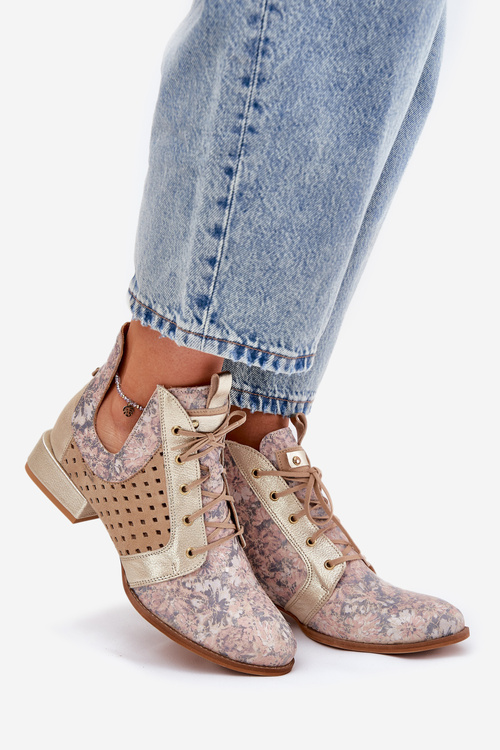 Шкіряні Ботинки Maciejka 05541-04 Бежево-Золоті