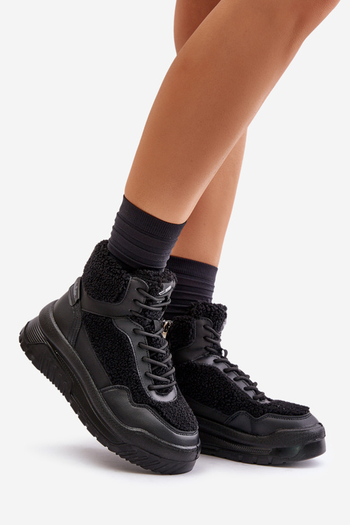 Жіночі кросівки на платформі з овчиною Lee Cooper LCJ-24-47-3145 чорний