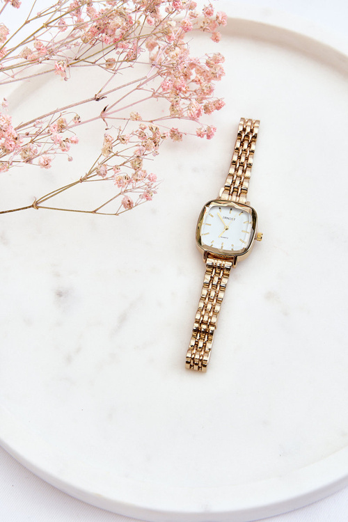 Модний годинник з білим циферблатом ERNEST Gold