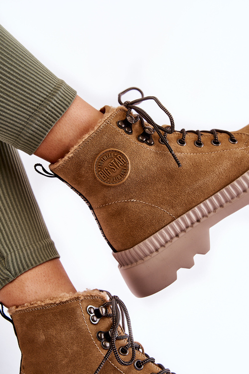 Замшеві теплі черевики Big Star KK274521 Бежеві