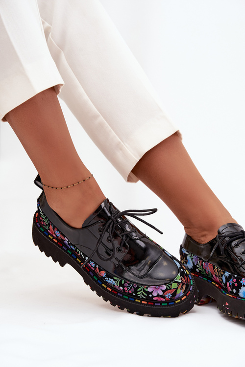 Лаковані напівчеревики з натуральної шкіри з візерунком Artiker 57C0174 Чорний