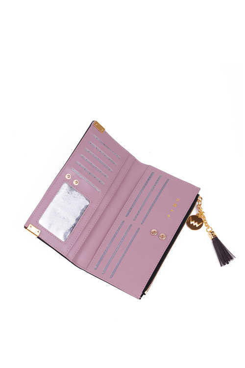 Шкіряний гаманець з китицею чорний/коричневий Madis