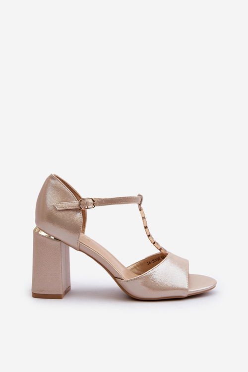 Босоніжки на високих підборах із золотим кубічним цирконієм Aniya