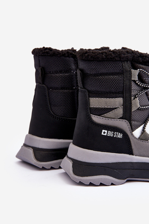 Дитячі снігові черевики на блискавці з хутряною підкладкою, чорні, велика зірка MM374193