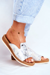 Елегантні шкіряні тапочки з тваринним принтом, білі Nicole 2495