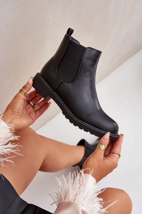 Жіночі Чоботи На Плоскому Каблуці Чорні Selanna