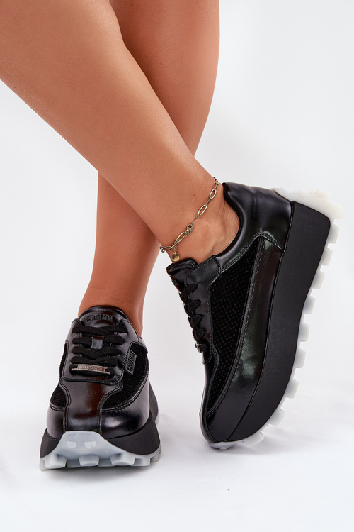 Жіночі Шкіряні Кросівки На Платформі Big Star RR274873 HI-POLY SYSTEM Чорні