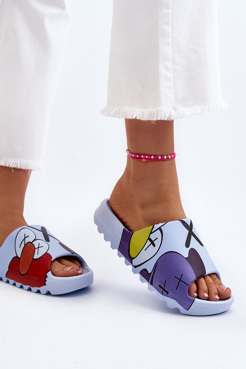 Сині друковані гумові шльопанці Monsters