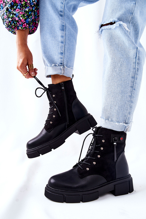 Шкіряні багатоярусні робочі черевики, чорні по-вашому!