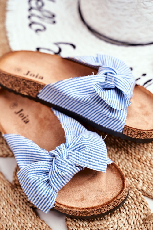 Жіночі шльопанці з бантами Pin-up Blue Magnolia