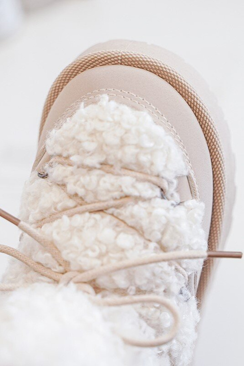 Дитячі теплі зимові черевики на шнурівці Asija Beige