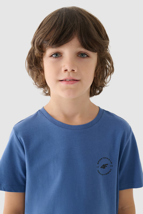 Гладка бавовняна футболка для хлопчиків Regular Blue 4FJWAW24TTSHM1859-32S