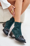 Елегантні жіночі чоботи на підборах з декором Темно-зелені MR880-127