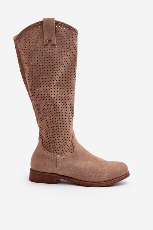 S.Barski HY66-139 Ажурні жіночі чоботи Бежеві