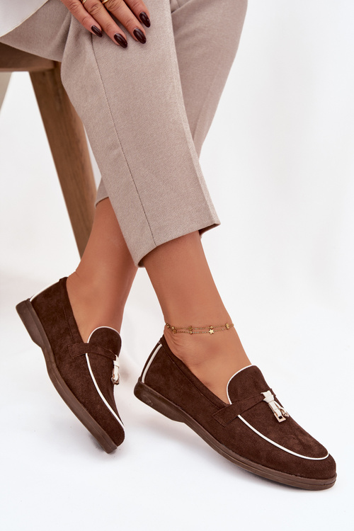 Мокасини Лофери Жіночі З Еко Замшу Шоколадні Darwen