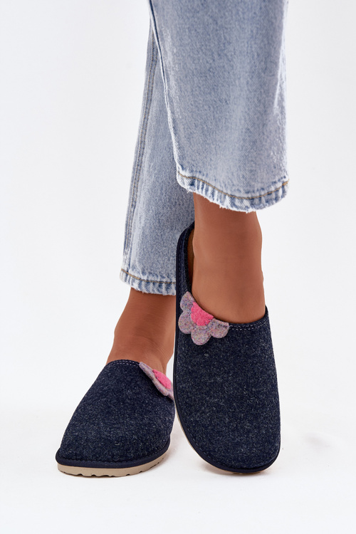 Жіночі тапочки з квіткою Inblu CS000043 темно-сині