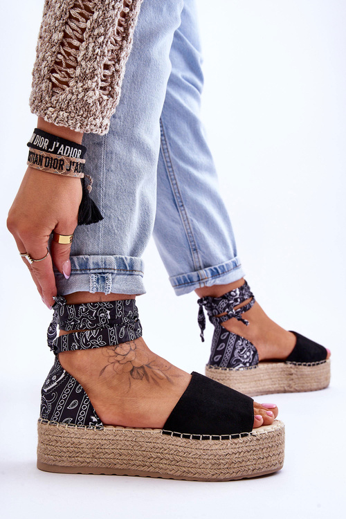 Замшеві босоніжки на танкетці Black Livia