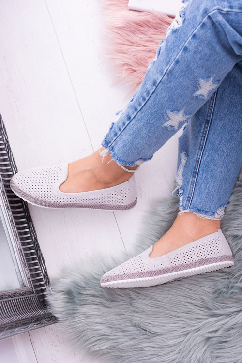 Жіночі ажурні сірі балетки Eparo