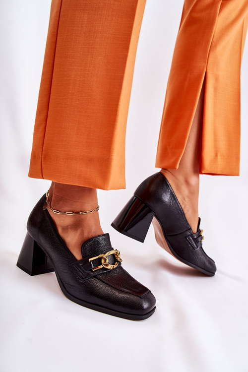 Шкіряні туфлі з ланцюжком Laura Messi 2515 Чорні