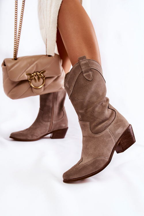 Замшеві черевики Ковбойські черевики Lewski Shoes 3198 Cappucino