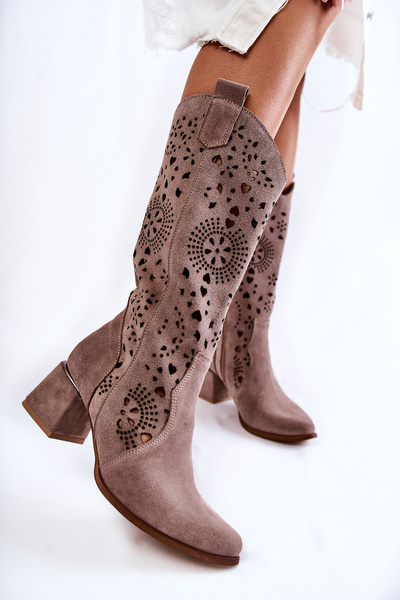 Замшеві ажурні черевики Lewski Shoes 3171 Cappucino