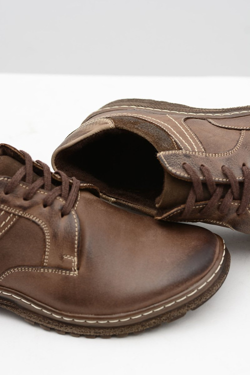 Коричневі чоловічі шкіряні теплі півчеревики Ernesto на зиму