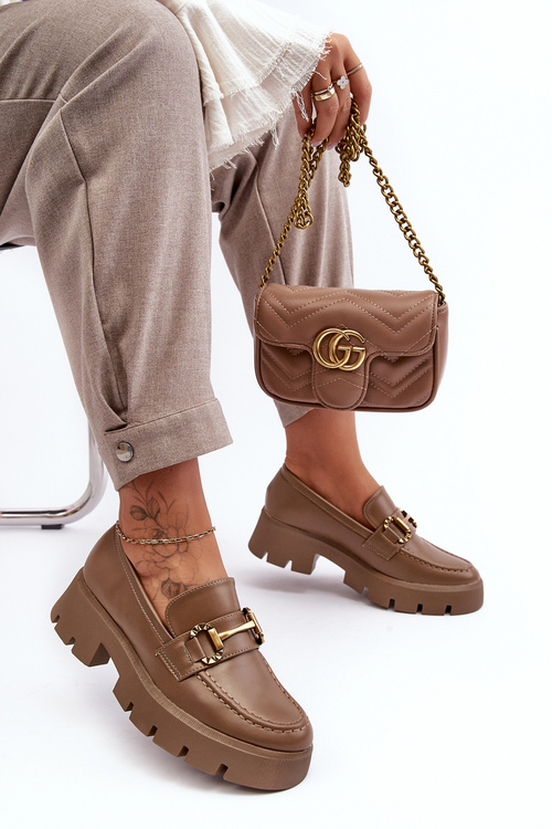 Жіночі лофери з прикрасами кольору хакі Peuria