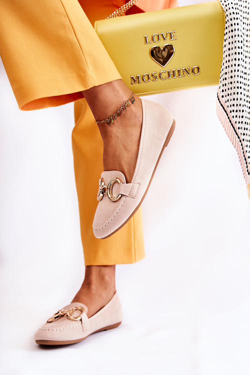 Жіночі замшеві лофери з декором Бежеві реальність