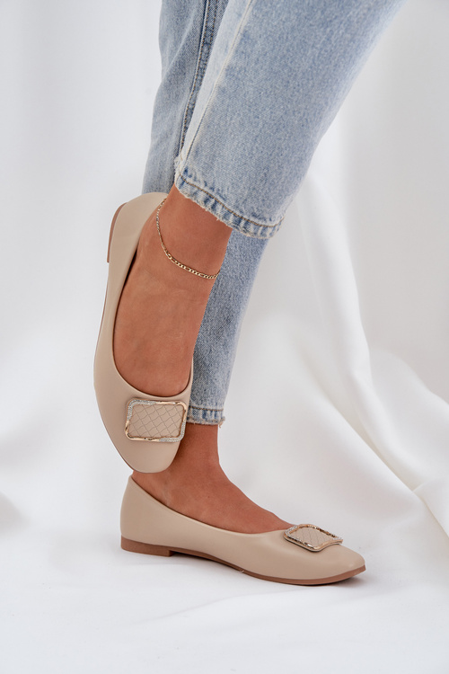 Еко Шкіряні Балерини З Декорацією Бежеві Тулнелія