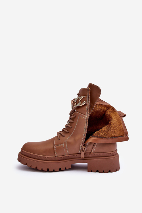 Чоботи шкіряні робочі з декоративним поясом Коричневі Enili