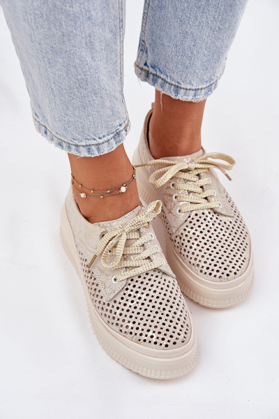 Замшеві Жіночі Черевики На Платформі Artiker 56C2108 Бежево-Золоті