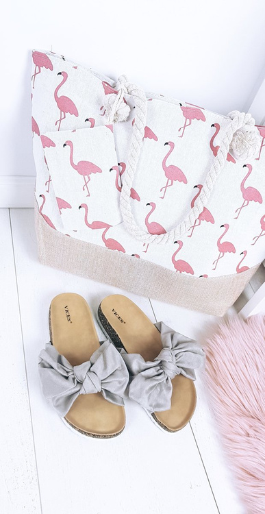 Пляжна велика рожева сумка Сумка жіноча фламінго