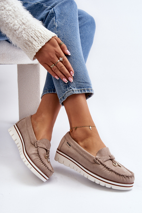 Жіночі лофери на платформі бежеві Railav