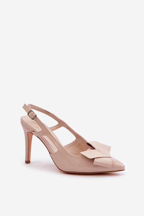 Лаковані підбори з відкритою спиною бежеві Auroravia