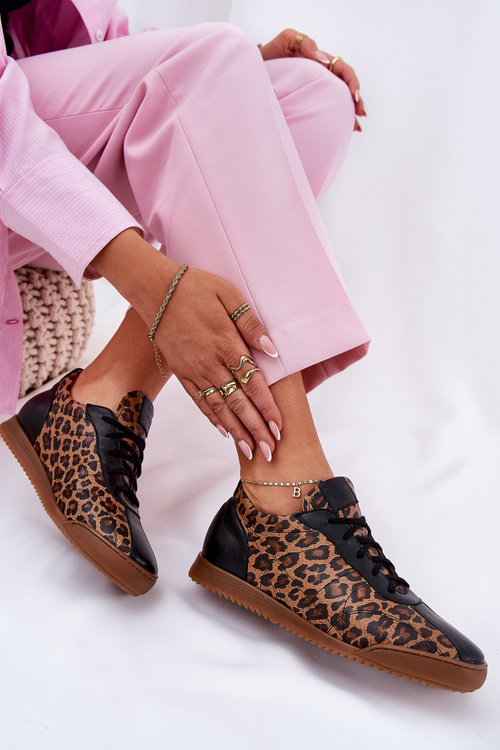 Жіноче Шкіряне Спортивне Взуття З Леопардовим Візерунком Laura 2935 Коричневе