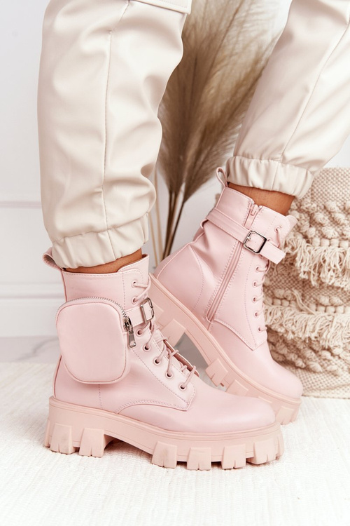 Чоботи жіночі на платформі з портмоне Рожеві суботні