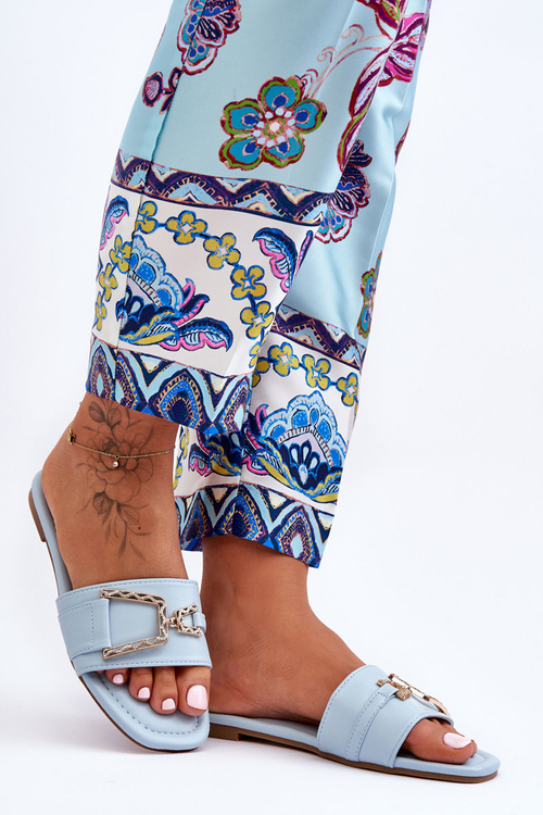 Жіночі класичні тапочки з декором Сині ефектні