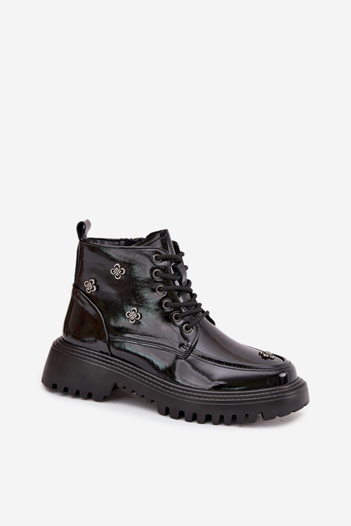 Шкіряні утеплені жіночі чоботи з оздобленнями Artiker 57C0345 Чорні