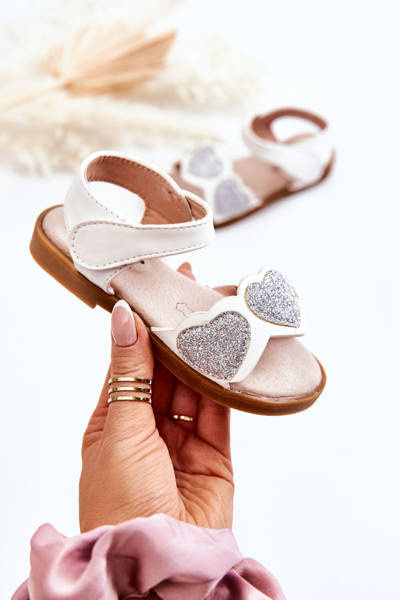 Дитячі шкіряні босоніжки Brocade Hearts White Luisa