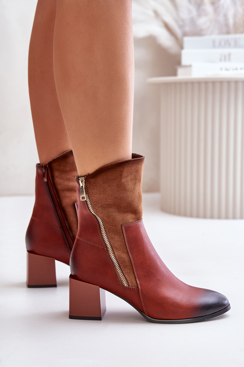 Теплі жіночі чоботи на підборах коричневого кольору Relabina